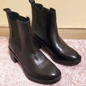 NEW GENUINE LEATHER BLACK CHELSEA BOOTS